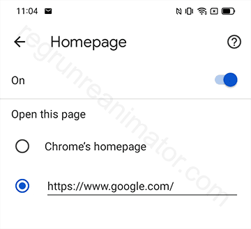Set Chrome homepage on Android