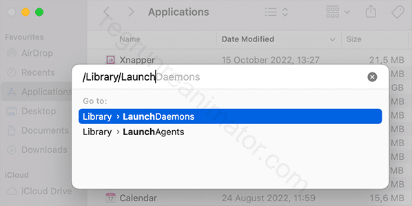 Copy and paste: Library/LaunchAgents