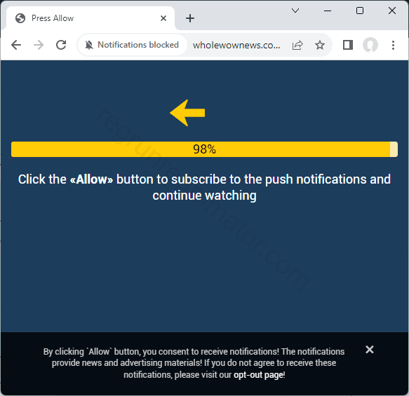 Remove the WHOLEWOWNEWS.COM pop-up virus