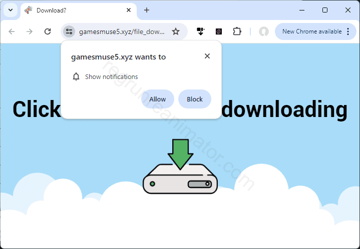 Remove the GAMESMUSE5.XYZ pop-up virus